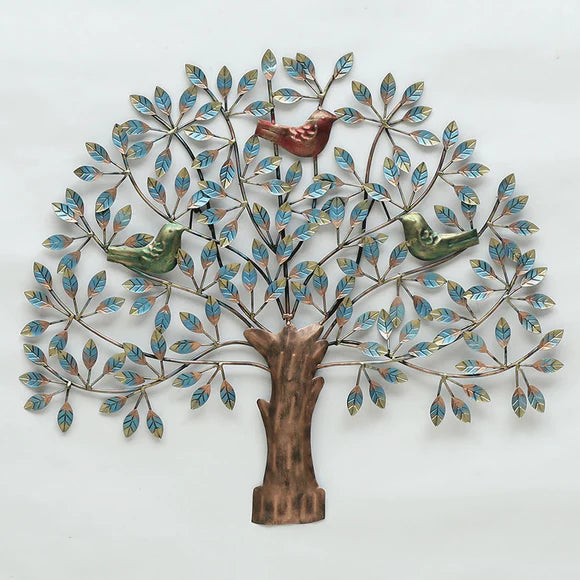 Blue Bird Tree Metal Wall Decor